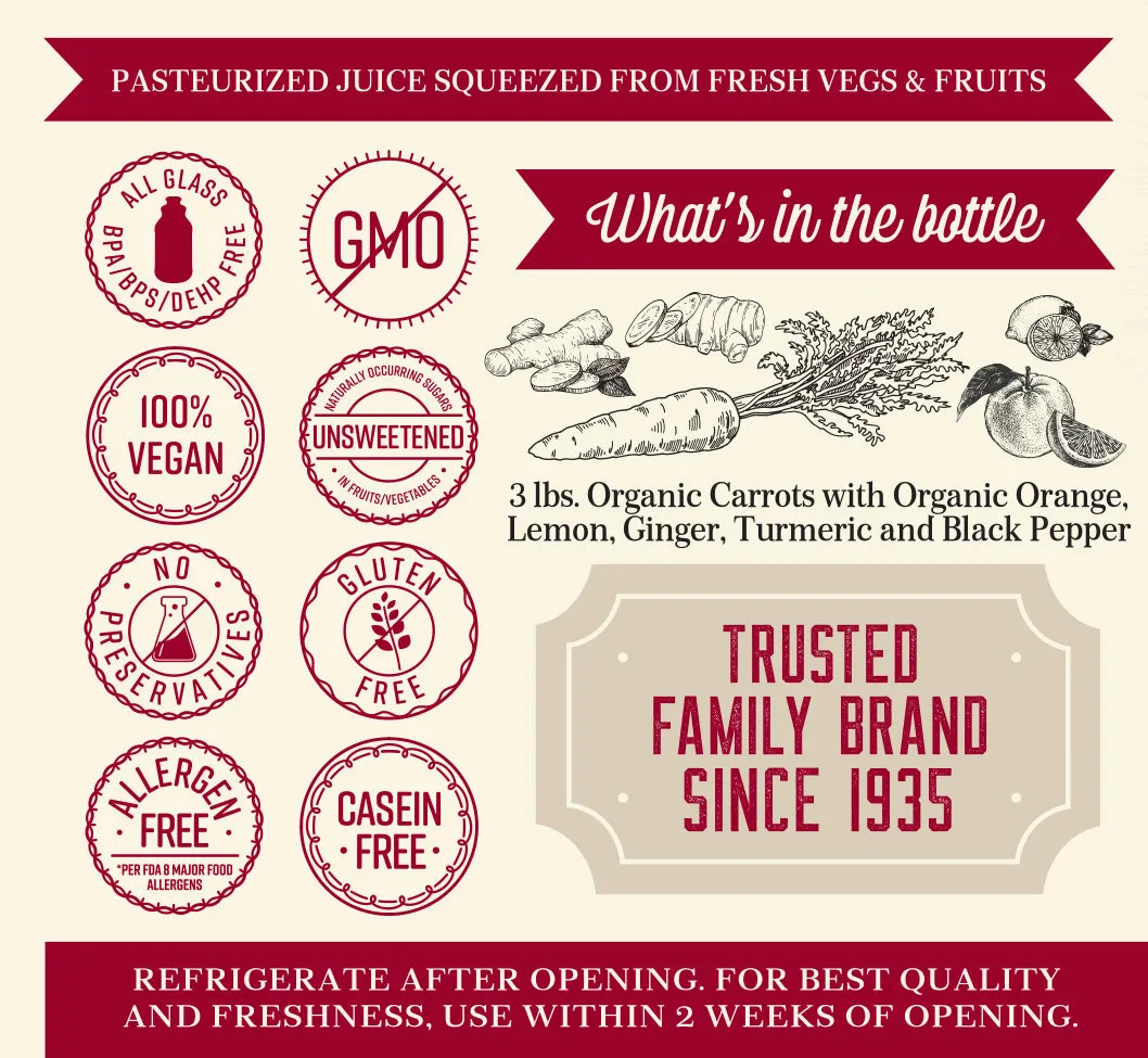 Lakewood Organic Carrot Ginger Turmeric Juice | 32oz - Image 3