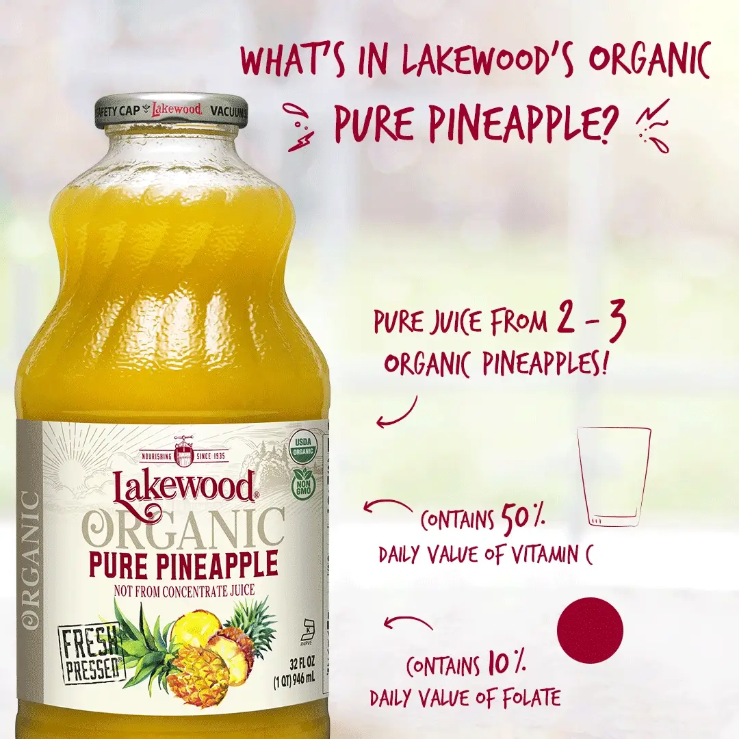 Lakewood Organic Pure Pineapple Juice | 32oz - Image 4