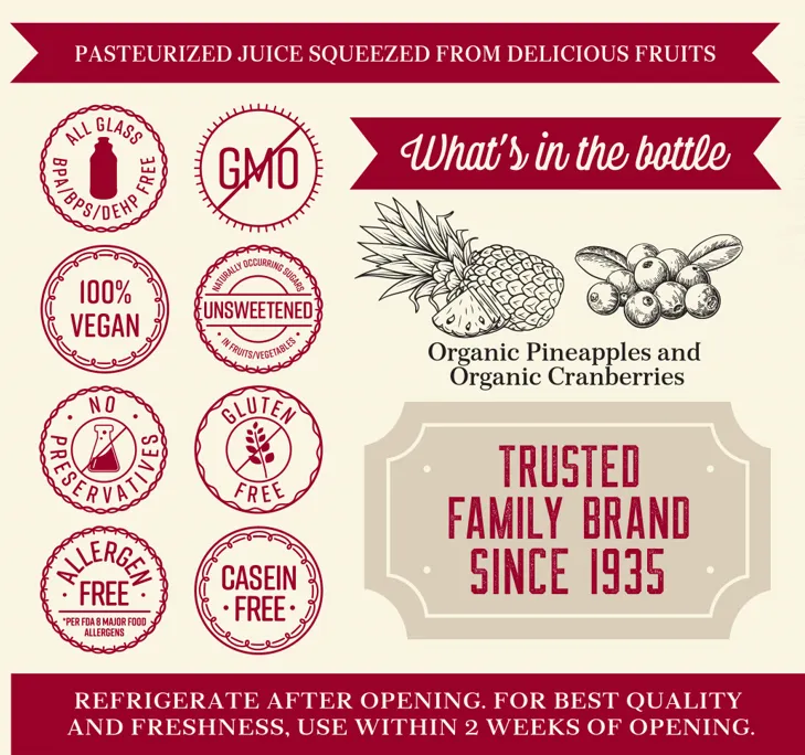 Lakewood Organic Pineapple Cranberry Juice | 32oz - Image 3