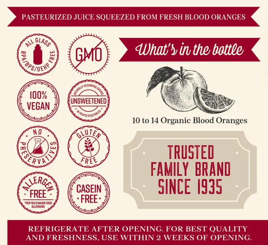 Lakewood Organic Pure Blood Orange Juice | 32oz - Image 2